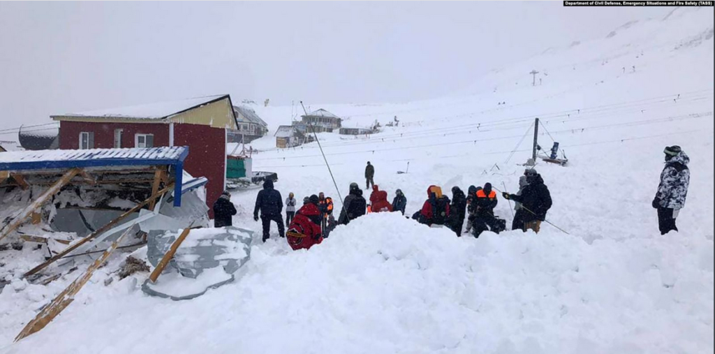 A North Caucasus avalanche struck a skiing area in the  region of Karachai-Cherkessia