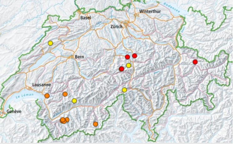 Map of swiss fatal avalanches