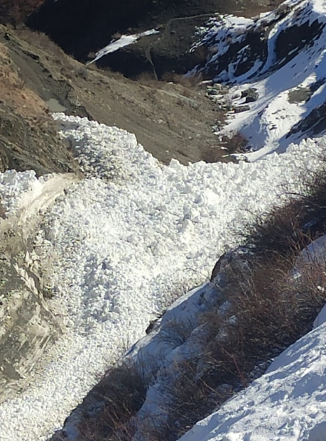 A snow avalanche blocked the road